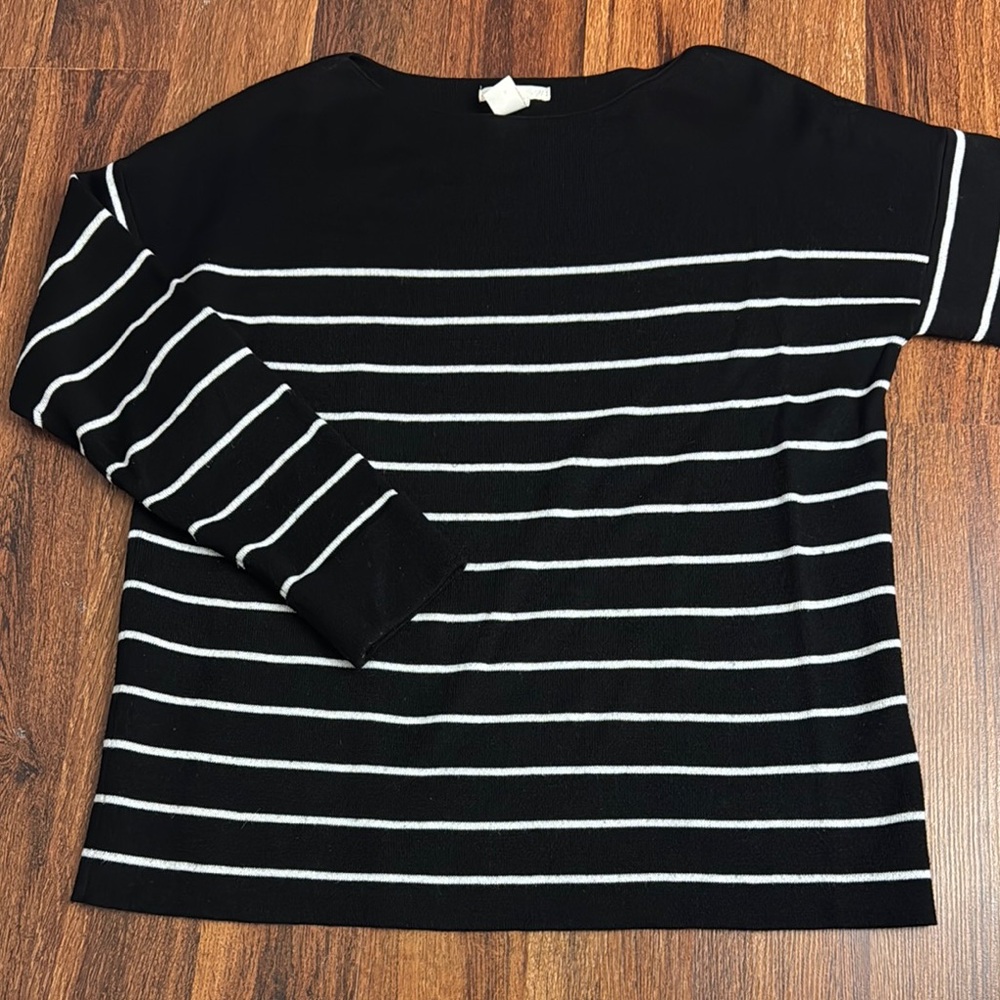 Black and White Striped Women's Sweater